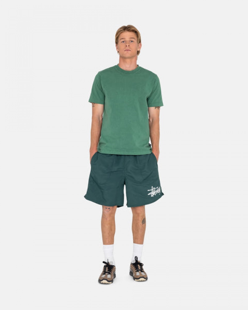 Men Stussy Big Basic Water Short Swimwear Green Australia | DXP-0870