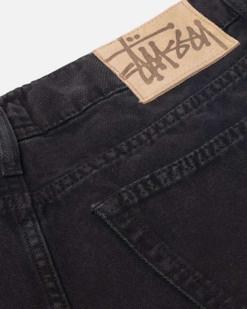 Men Stussy Big Ol' Jean Washed Canvas Denim Black Australia | EZD-4310