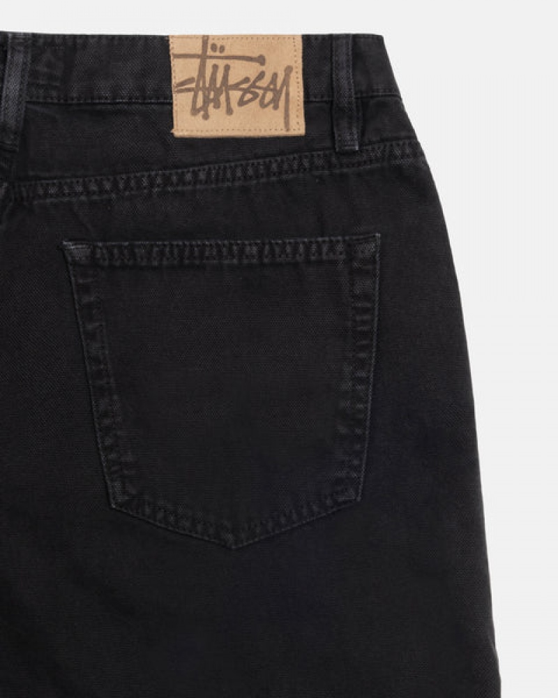 Men Stussy Big Ol' Jean Washed Canvas Denim Black Australia | EZD-4310