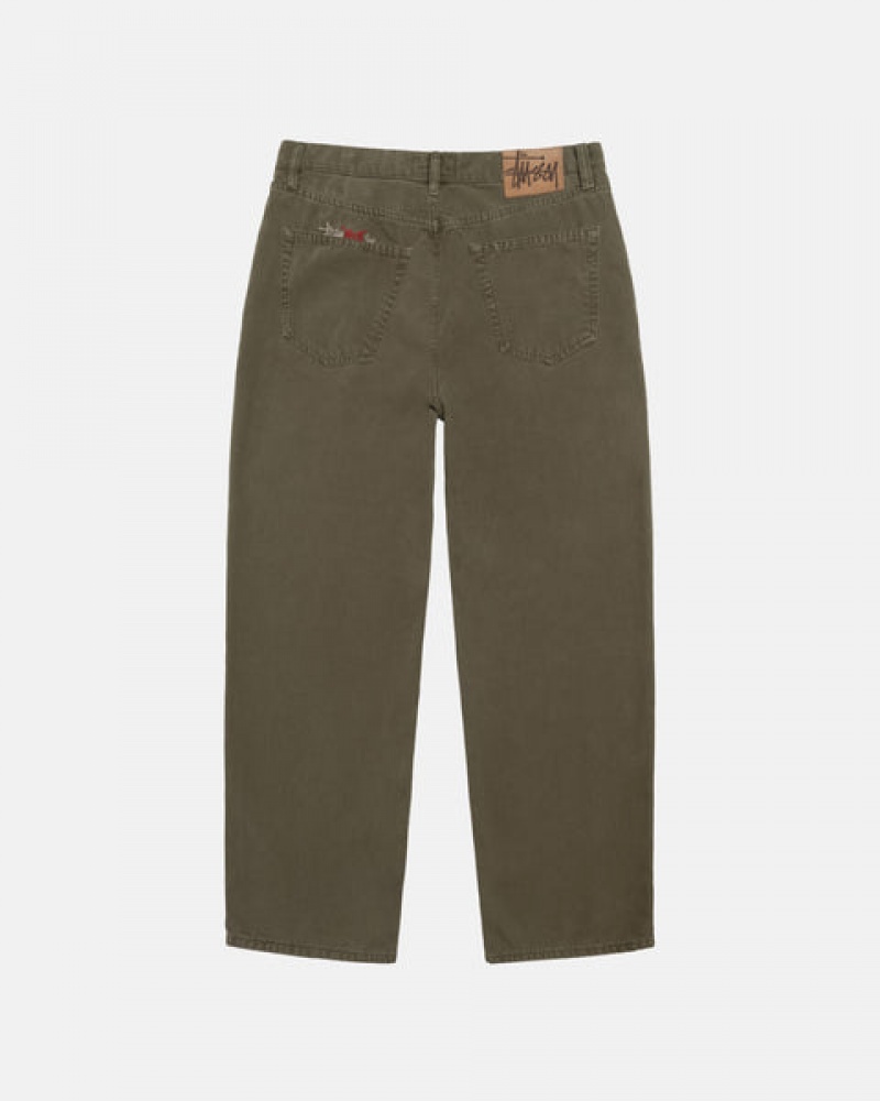 Men Stussy Big Ol' Jean Washed Canvas Denim Olive Australia | HYS-8285