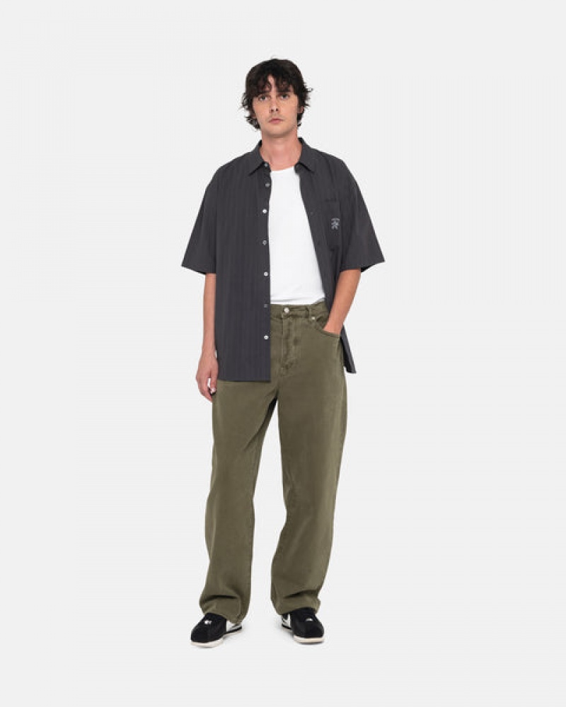 Men Stussy Big Ol' Jean Washed Canvas Denim Olive Australia | HYS-8285