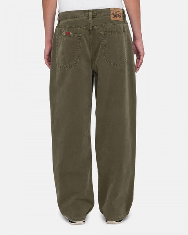 Men Stussy Big Ol' Jean Washed Canvas Denim Olive Australia | HYS-8285