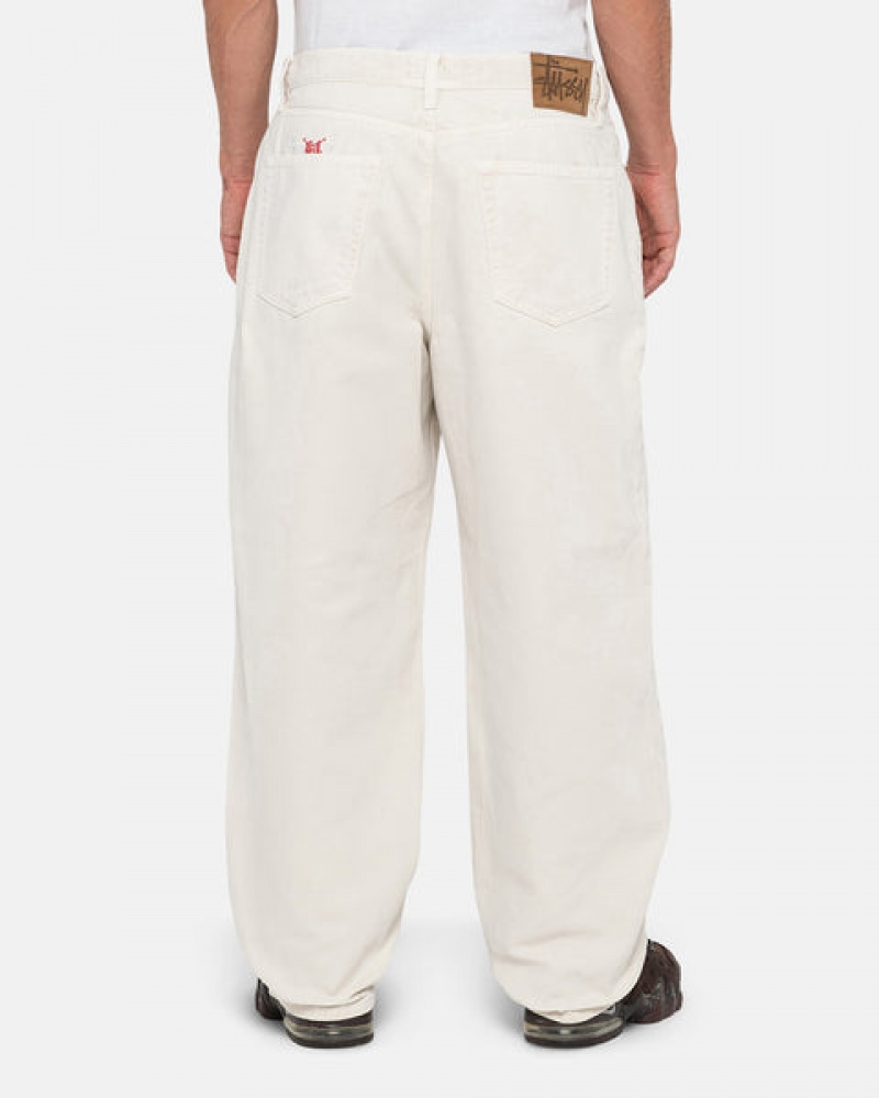 Men Stussy Big Ol' Jean Washed Canvas Pants Beige Australia | PTZ-9800