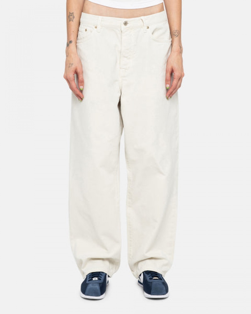 Men Stussy Big Ol' Jean Washed Canvas Pants Beige Australia | PTZ-9800