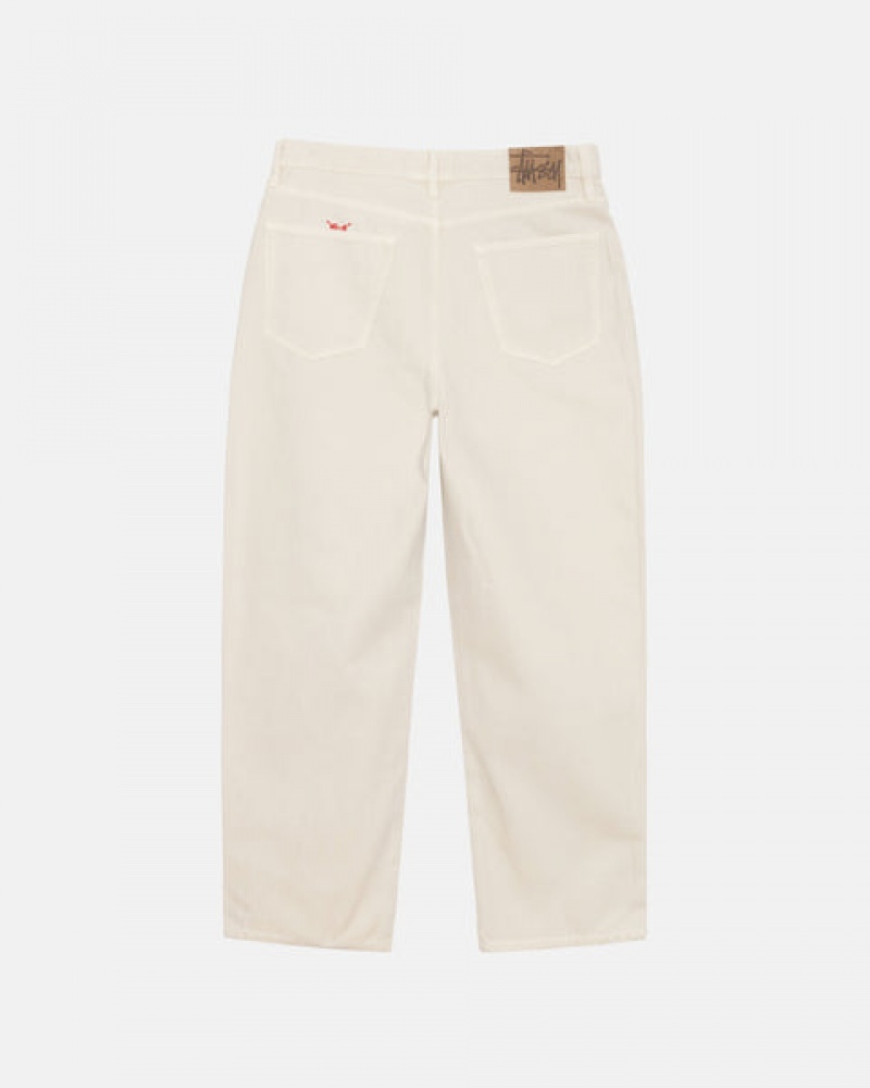 Men Stussy Big Ol' Jean Washed Canvas Pants Beige Australia | PTZ-9800