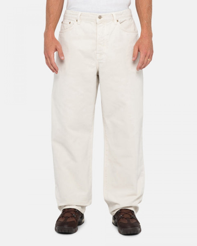 Men Stussy Big Ol' Jean Washed Canvas Pants Beige Australia | PTZ-9800