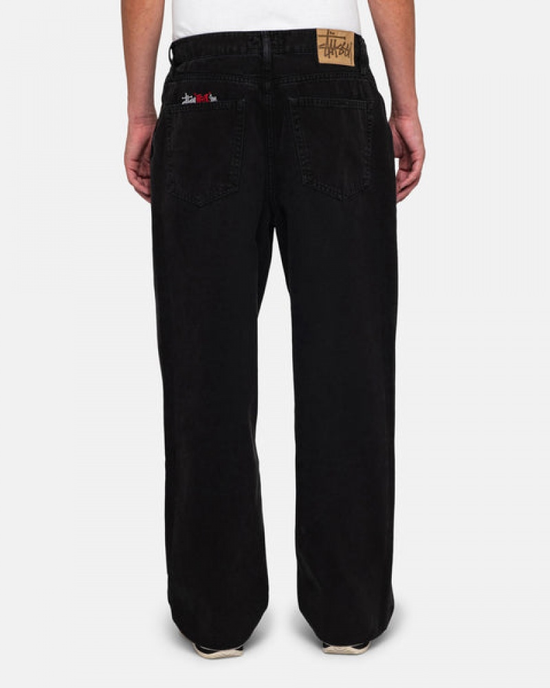 Men Stussy Big Ol' Jean Washed Canvas Pants Black Australia | QBZ-3068