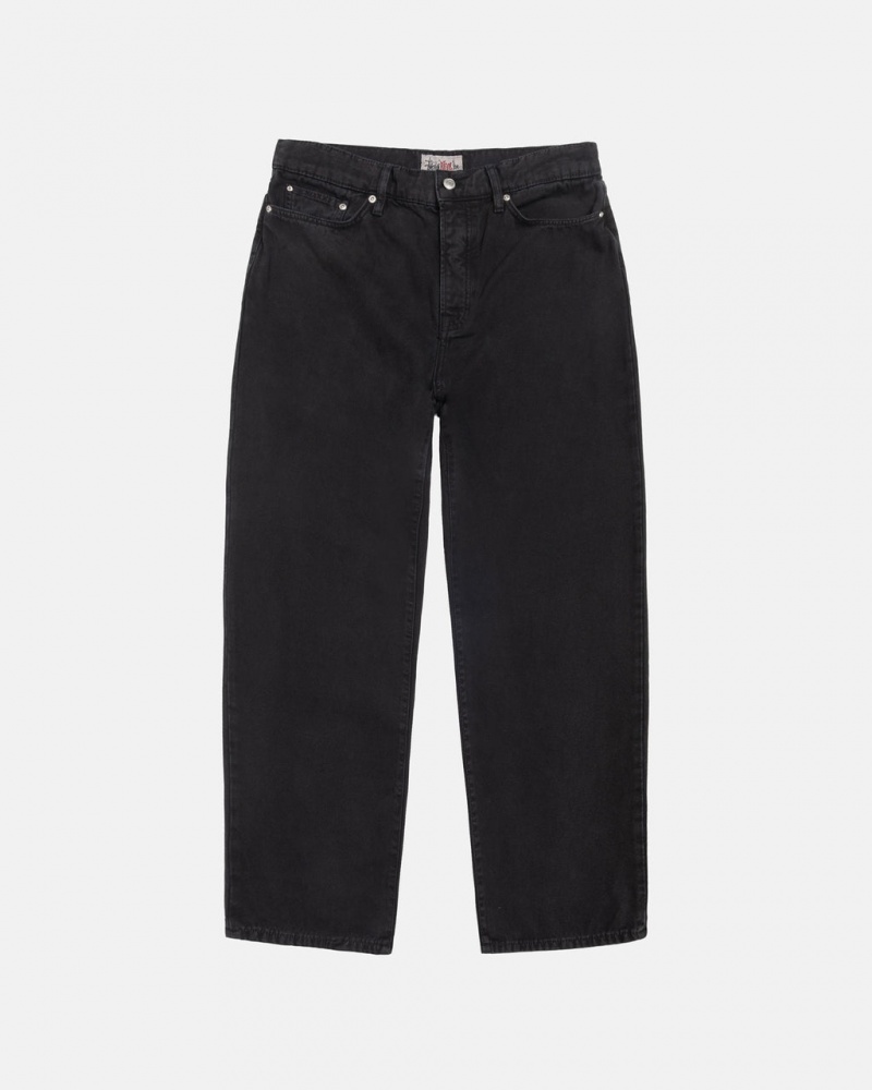 Men Stussy Big Ol\' Jean Washed Canvas Pants Black Australia | QBZ-3068