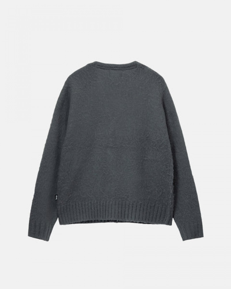 Men Stussy Brushed Cardigan Sweaters Charcoal Australia | RKS-9003