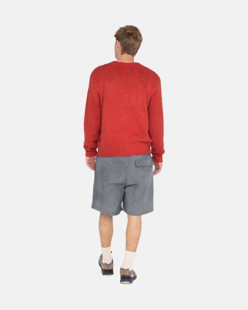 Men Stussy Brushed Cardigan Sweaters Red Australia | SIE-8419