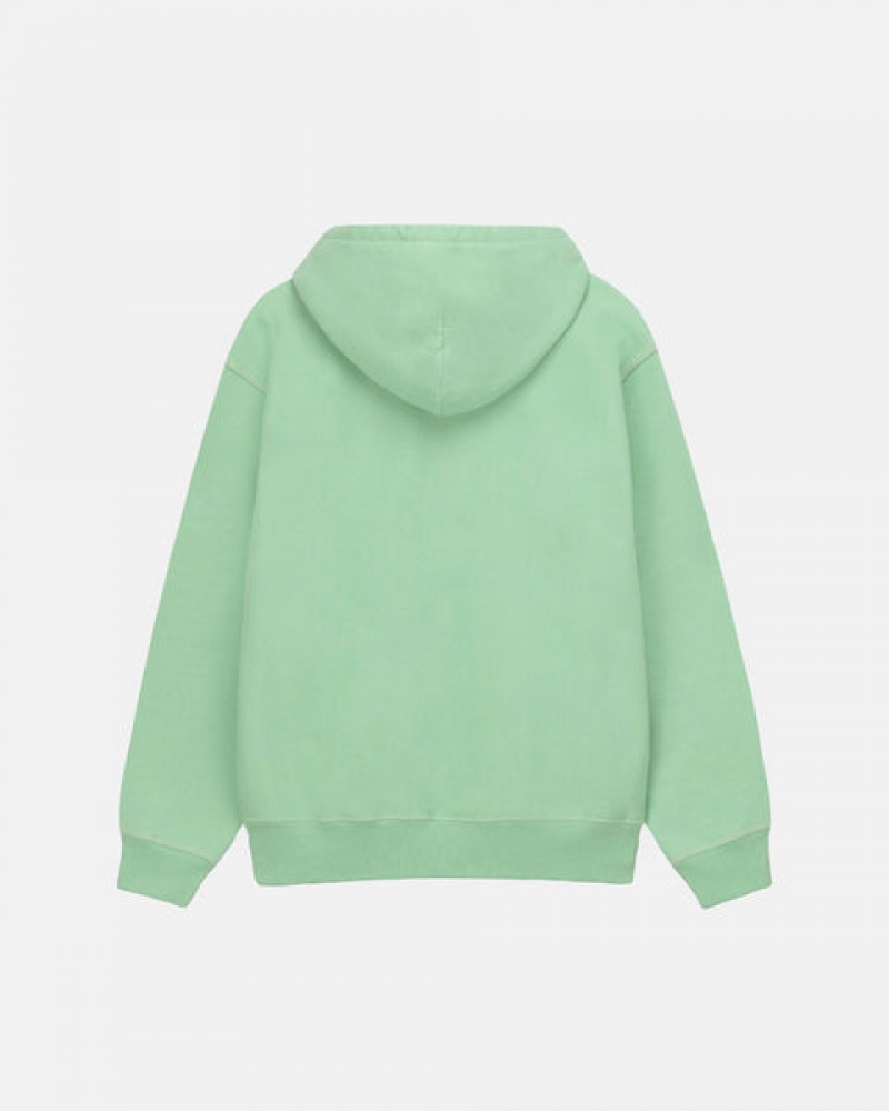 Men Stussy Contrast Stitch Label Hood Sweatshirts Green Australia | IRO-1071