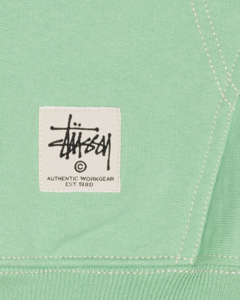 Men Stussy Contrast Stitch Label Hood Sweatshirts Green Australia | IRO-1071