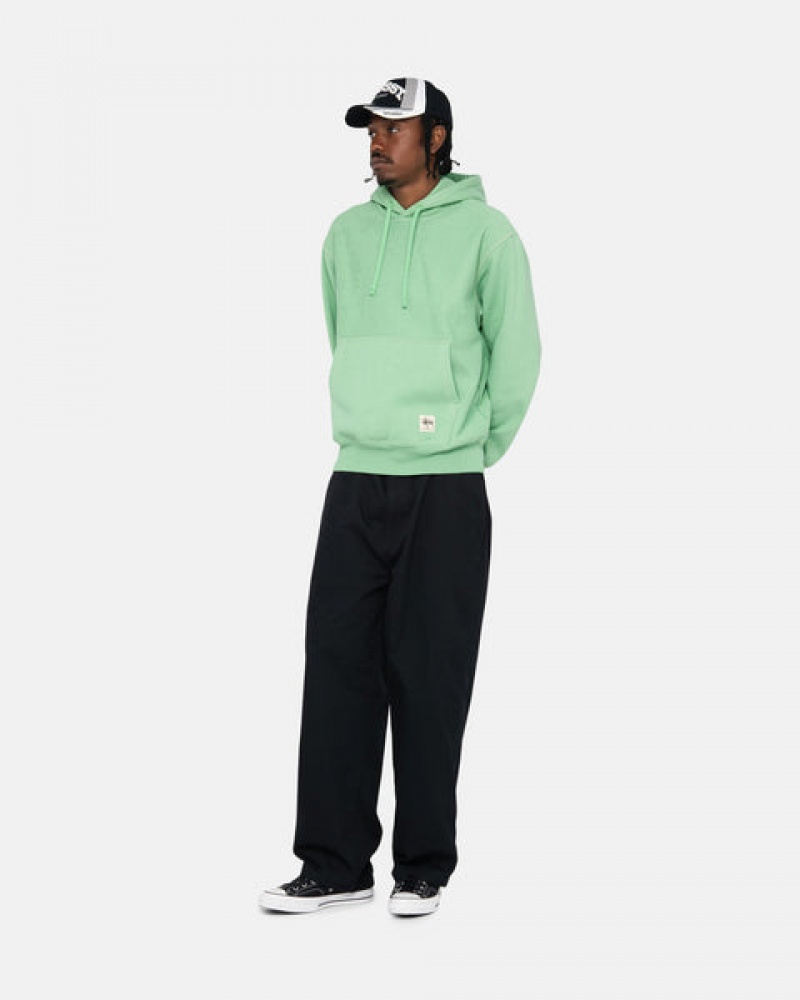 Men Stussy Contrast Stitch Label Hood Sweatshirts Green Australia | IRO-1071