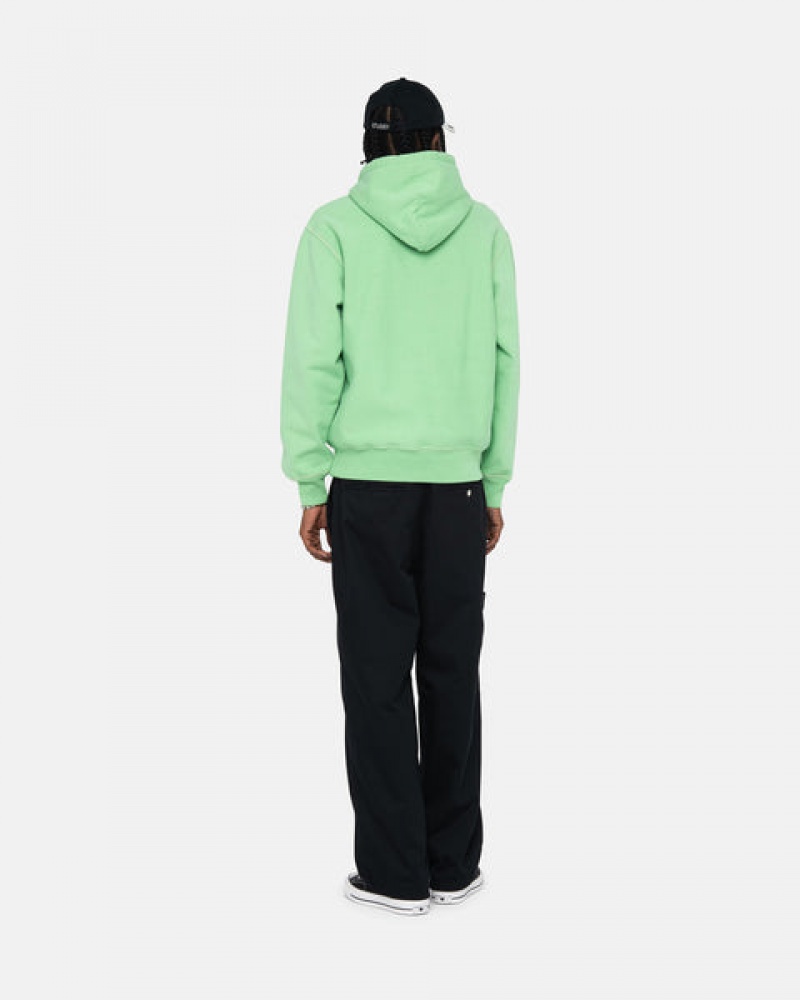 Men Stussy Contrast Stitch Label Hood Sweatshirts Green Australia | IRO-1071