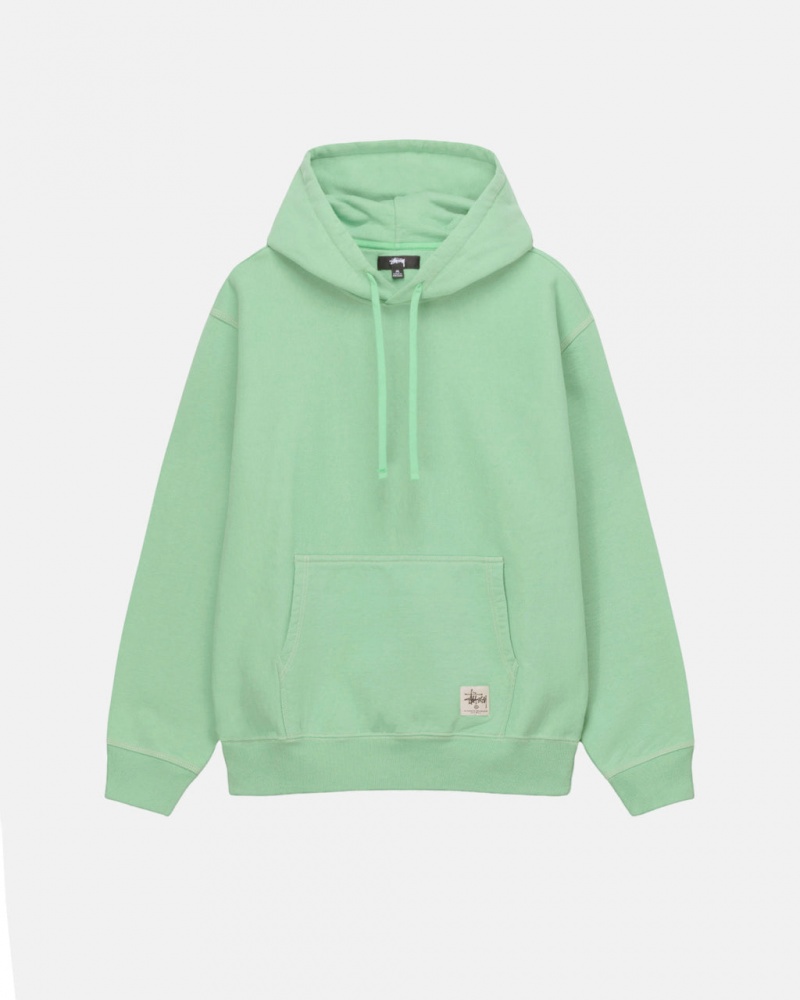 Men Stussy Contrast Stitch Label Hood Sweatshirts Green Australia | IRO-1071