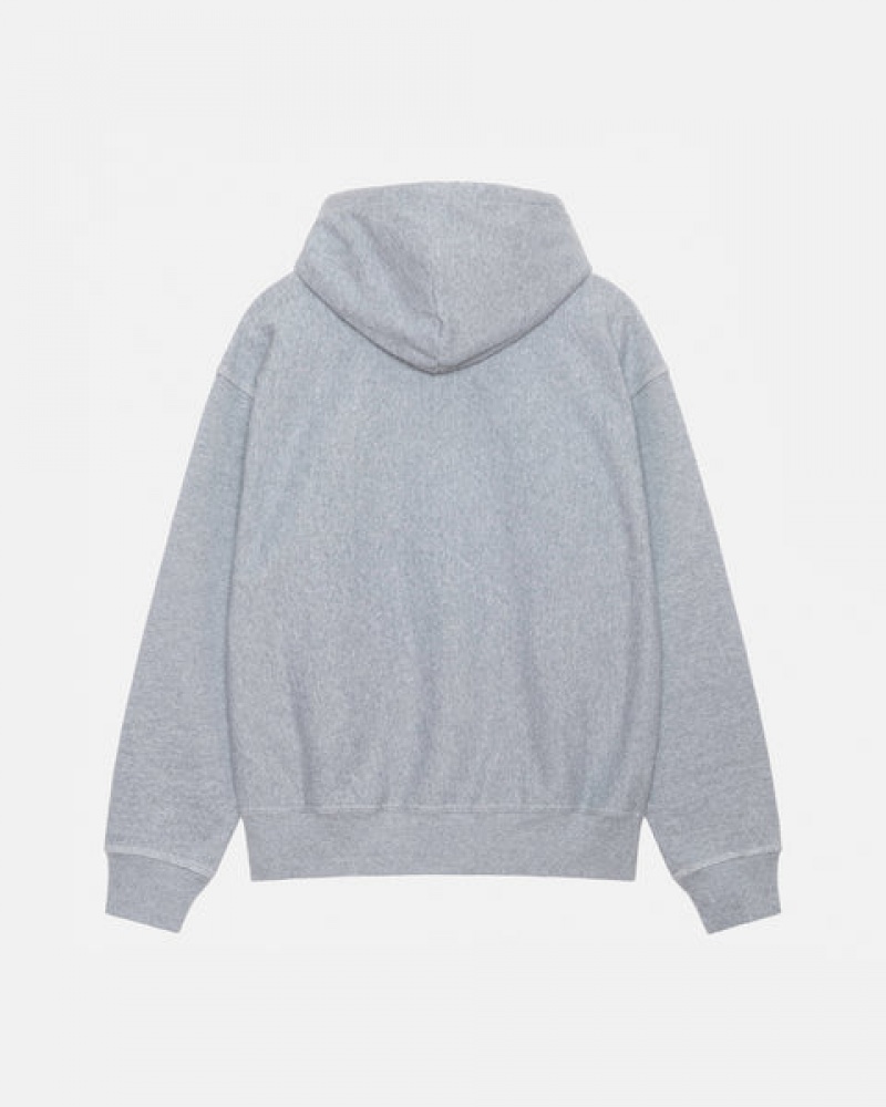 Men Stussy Contrast Stitch Label Hoodie Grey Australia | EYG-6393