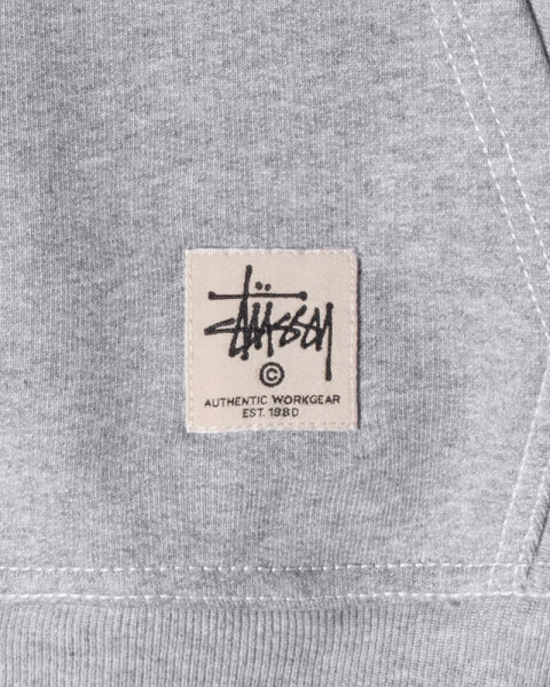 Men Stussy Contrast Stitch Label Hoodie Grey Australia | EYG-6393