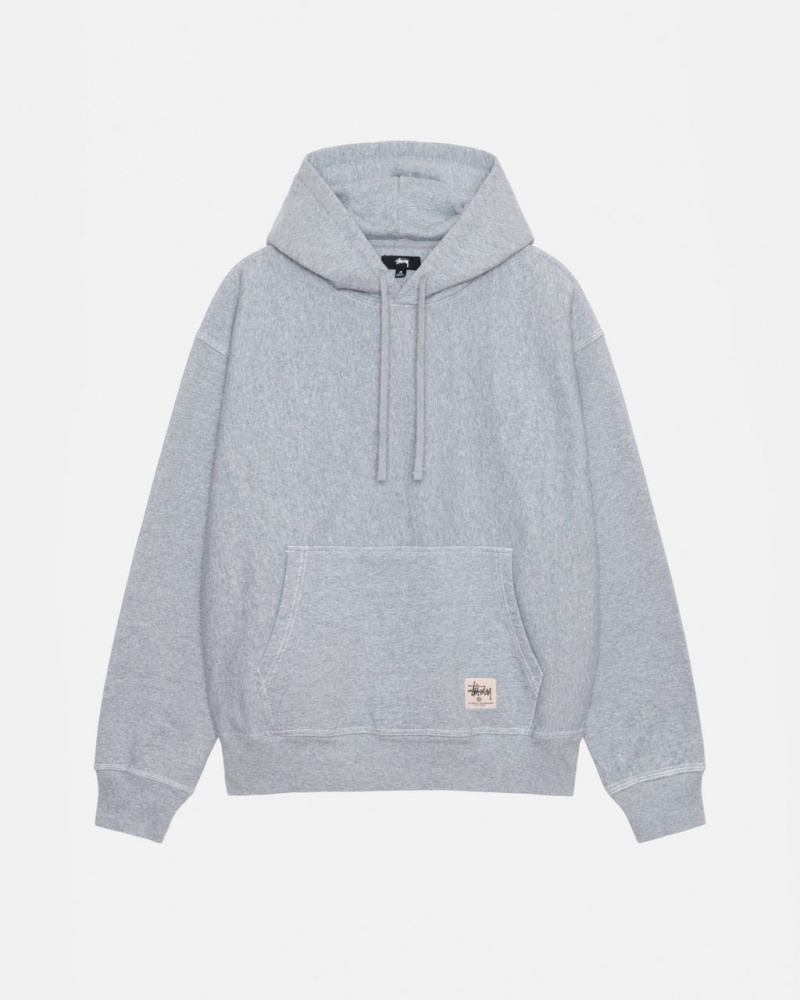 Men Stussy Contrast Stitch Label Hoodie Grey Australia | EYG-6393