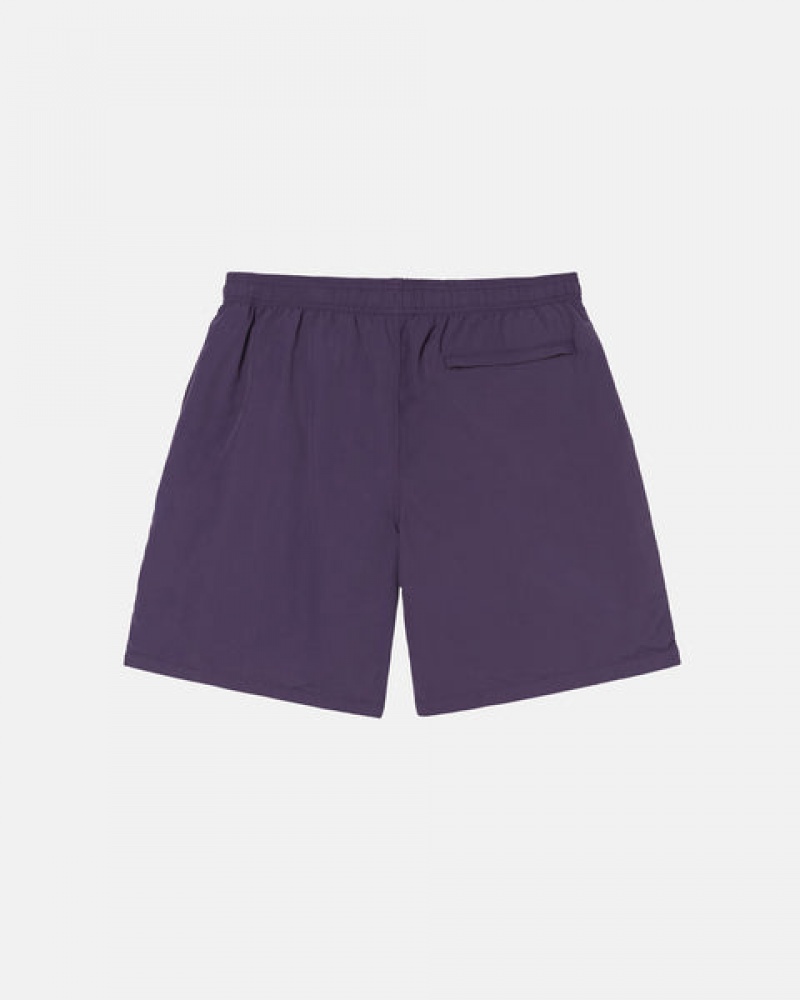 Men Stussy Curly S Water Short Swimwear Purple Australia | COA-9771