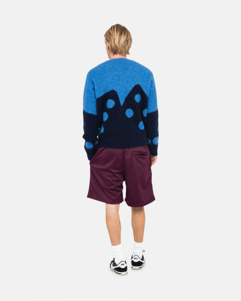 Men Stussy Dice Fuzzy Crew Sweaters Blue Australia | JTW-9463