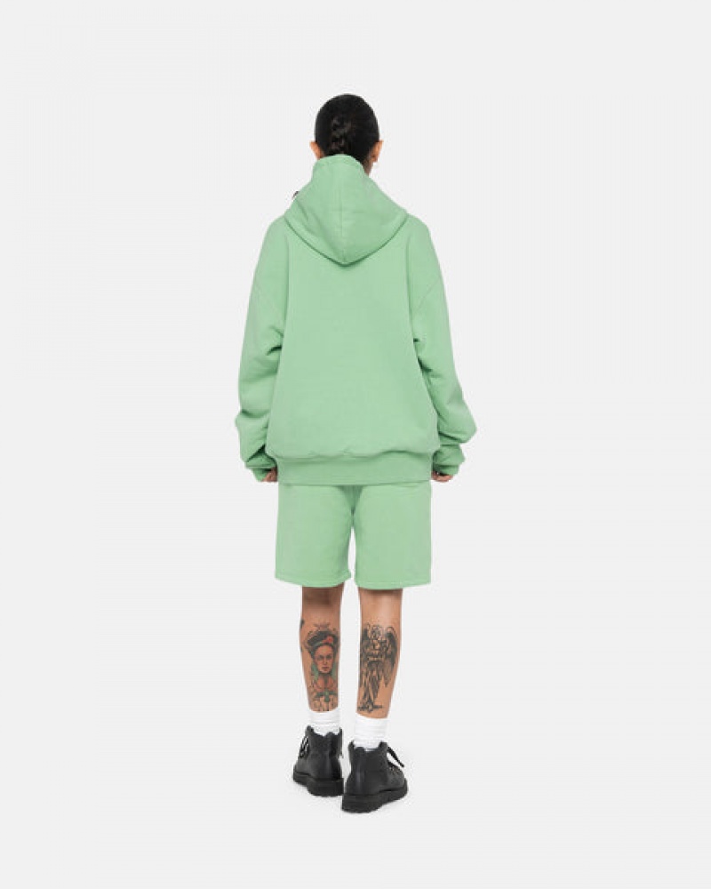 Men Stussy Double Face Label Zip Hoodie Green Australia | XEG-5715