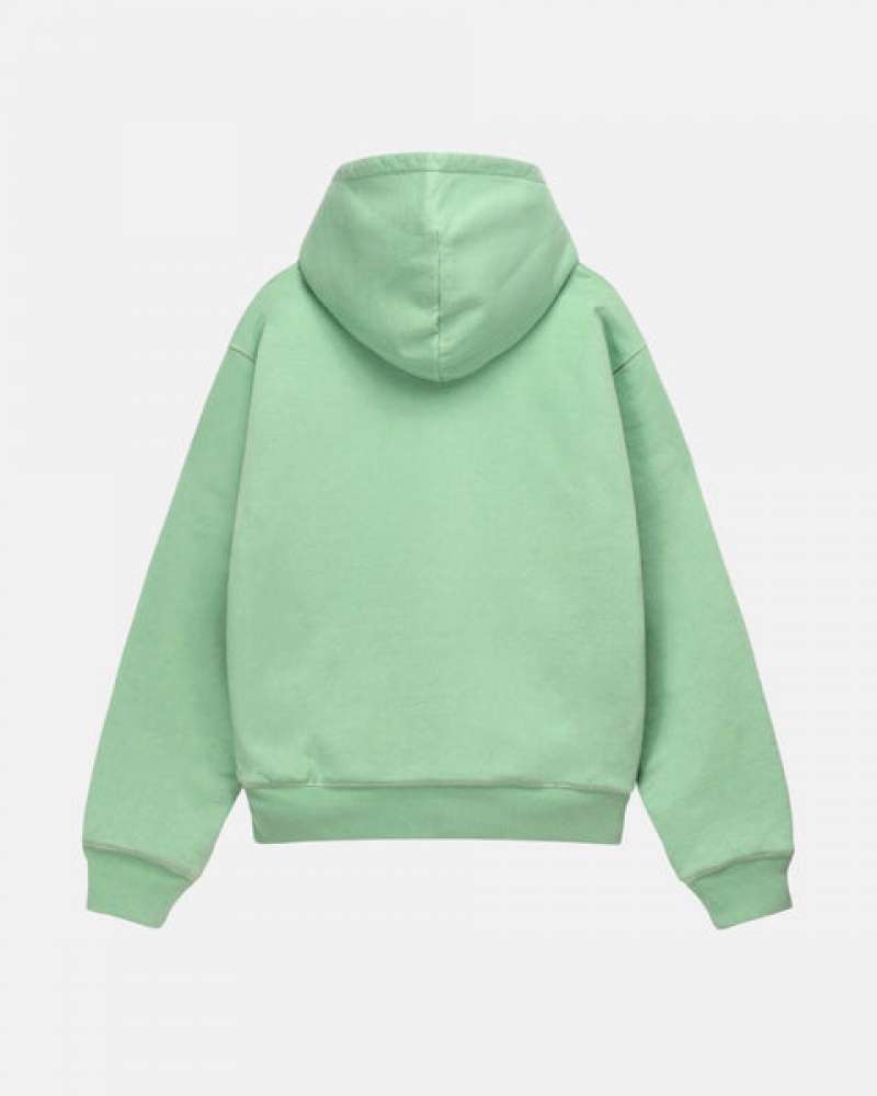 Men Stussy Double Face Label Zip Hoodie Green Australia | XEG-5715