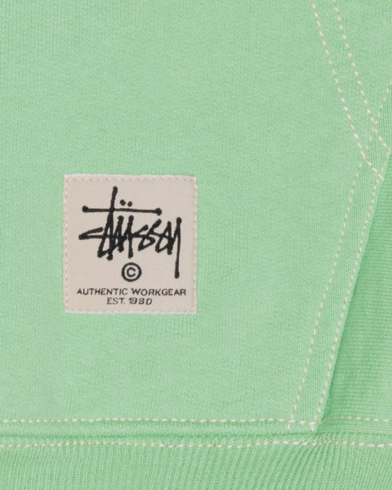 Men Stussy Double Face Label Zip Hoodie Green Australia | XEG-5715