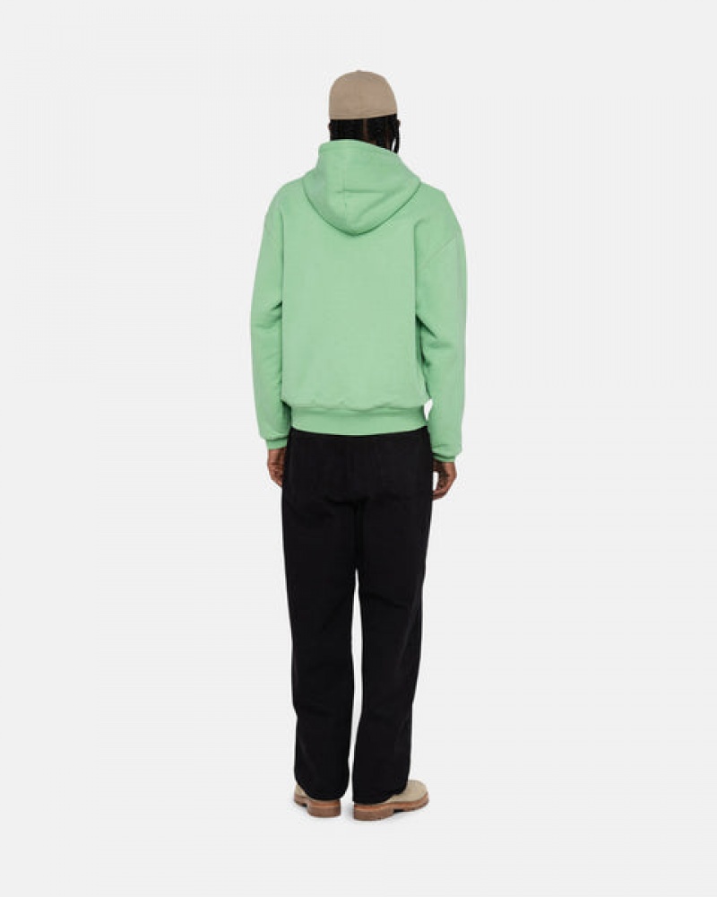 Men Stussy Double Face Label Zip Hoodie Green Australia | XEG-5715