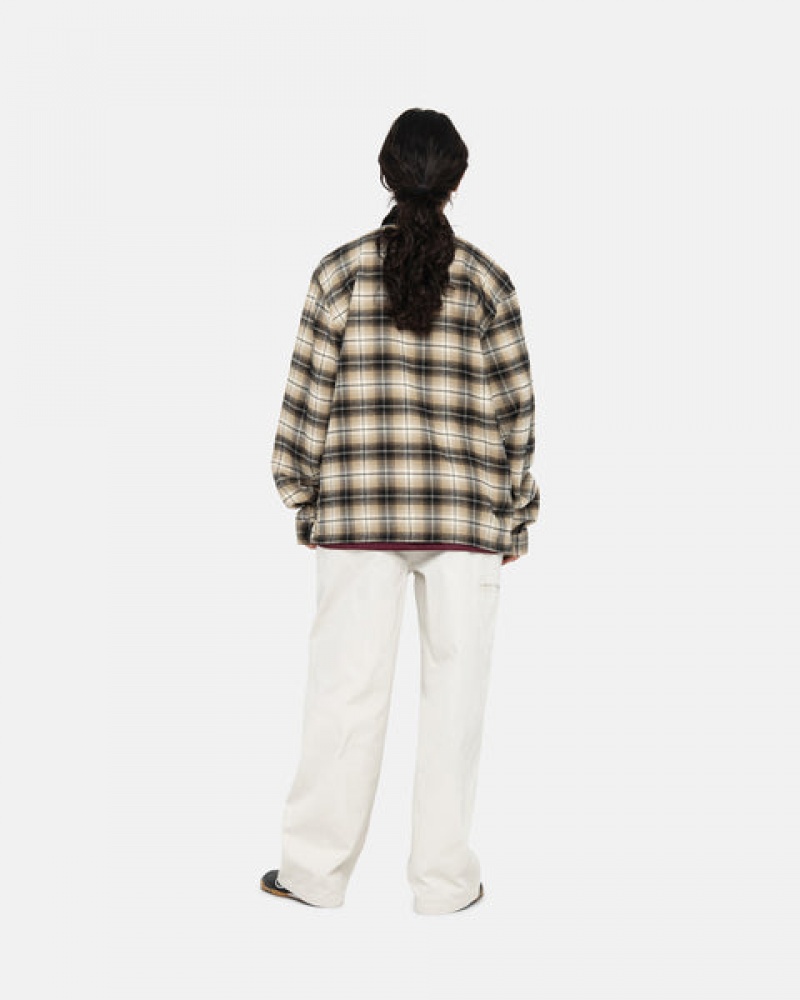 Men Stussy Frank Plaid Zip Shirts Dark Grey Australia | LOC-8940