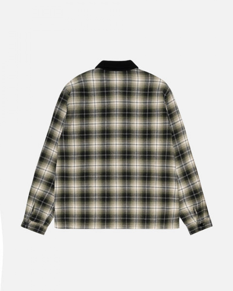 Men Stussy Frank Plaid Zip Shirts Dark Grey Australia | LOC-8940