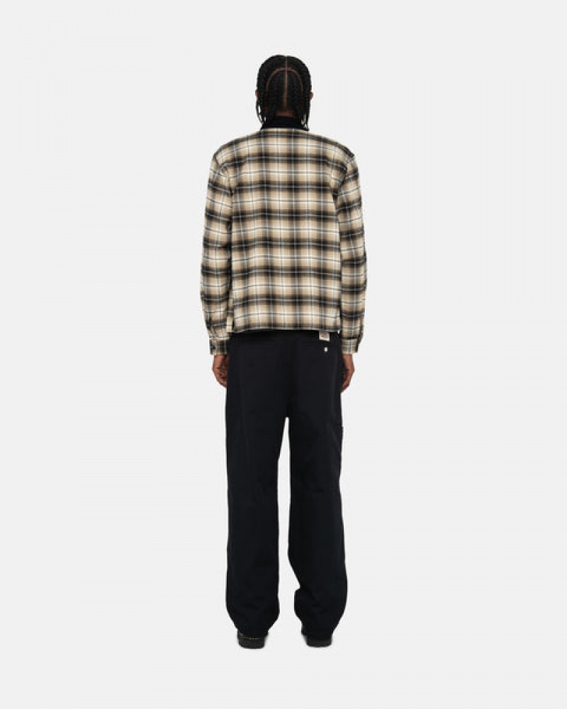 Men Stussy Frank Plaid Zip Shirts Dark Grey Australia | LOC-8940