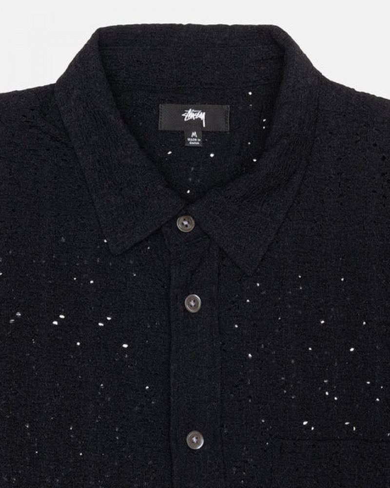 Men Stussy Lace Ls Shirts Black Australia | QUK-2619