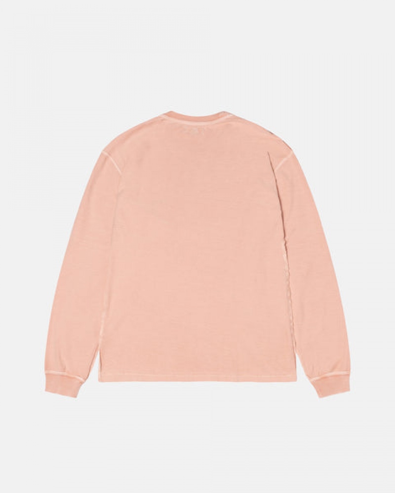 Men Stussy Lazy Ls Tee T Shirt Light Pink Australia | OOA-0701