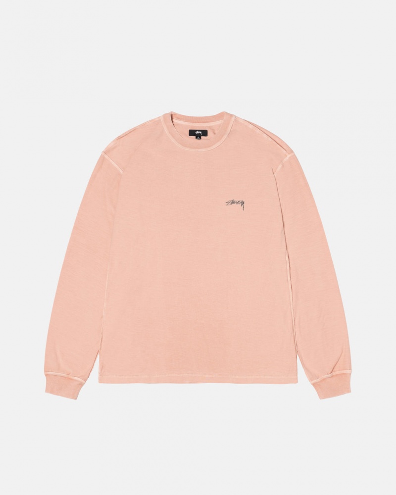 Men Stussy Lazy Ls Tee T Shirt Light Pink Australia | OOA-0701