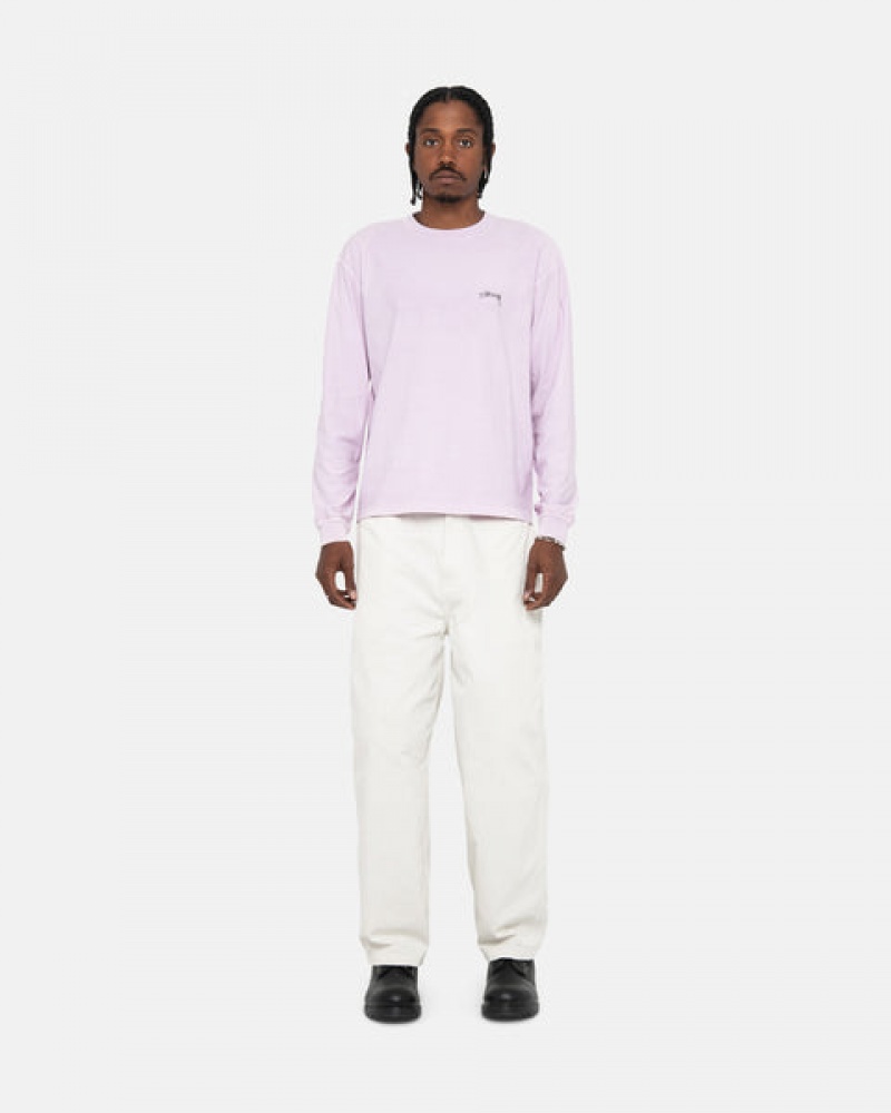 Men Stussy Lazy Ls Tee T Shirt Purple Australia | ABJ-9901