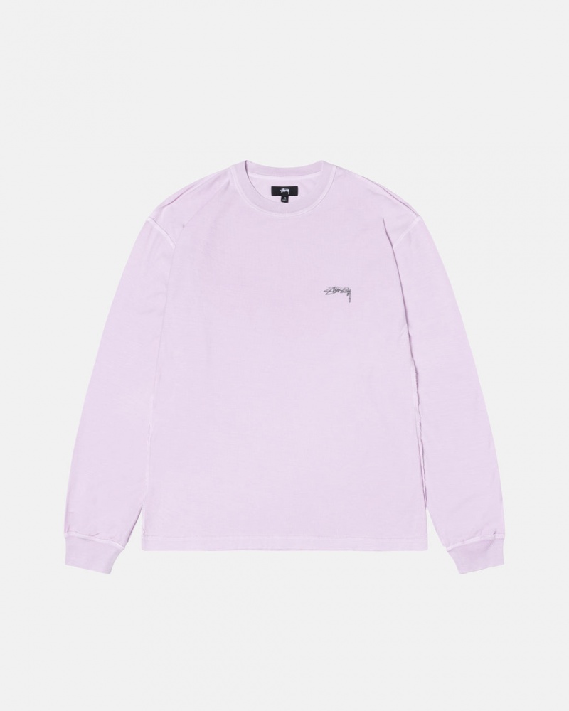 Men Stussy Lazy Ls Tee T Shirt Purple Australia | ABJ-9901