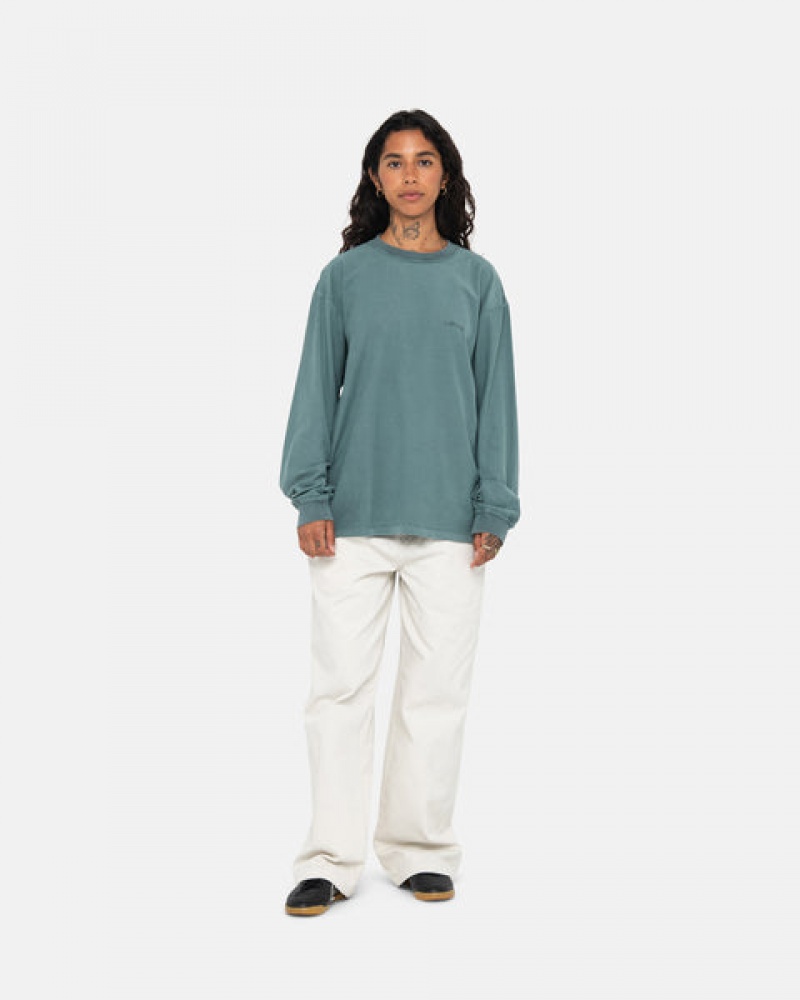 Men Stussy Lazy Ls Tee T Shirt Turquoise Australia | OAQ-1718