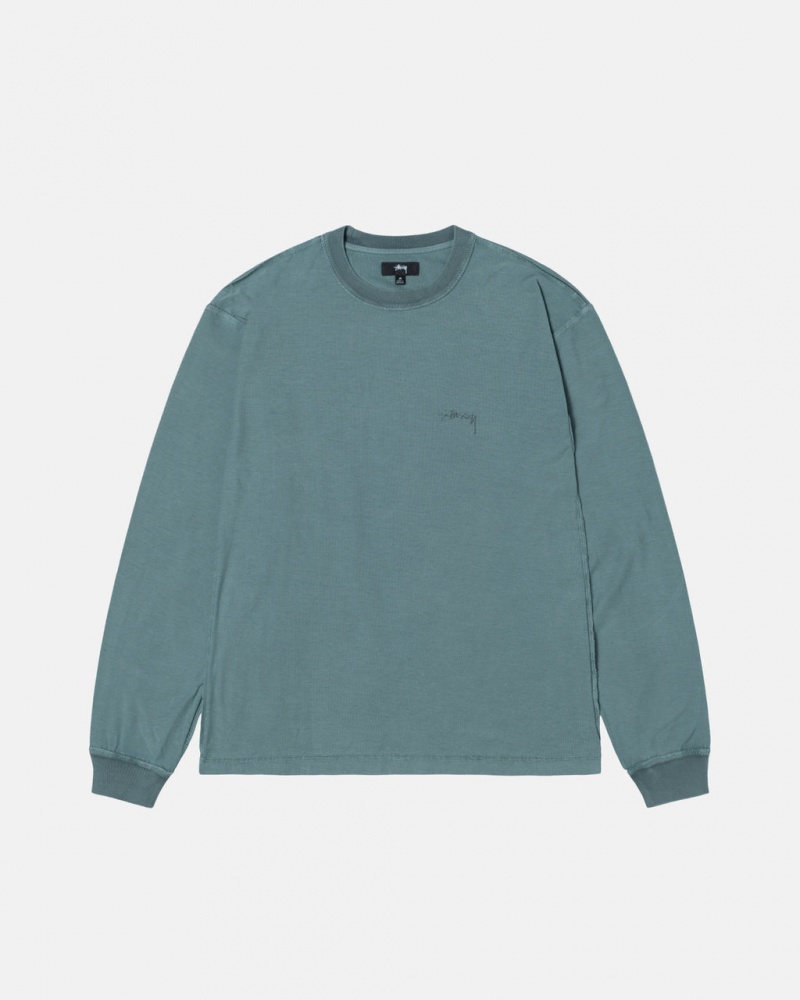 Men Stussy Lazy Ls Tee T Shirt Turquoise Australia | OAQ-1718