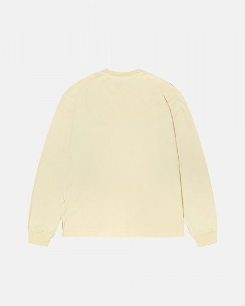 Men Stussy Lazy Ls Tee T Shirt Yellow Australia | JAX-6604