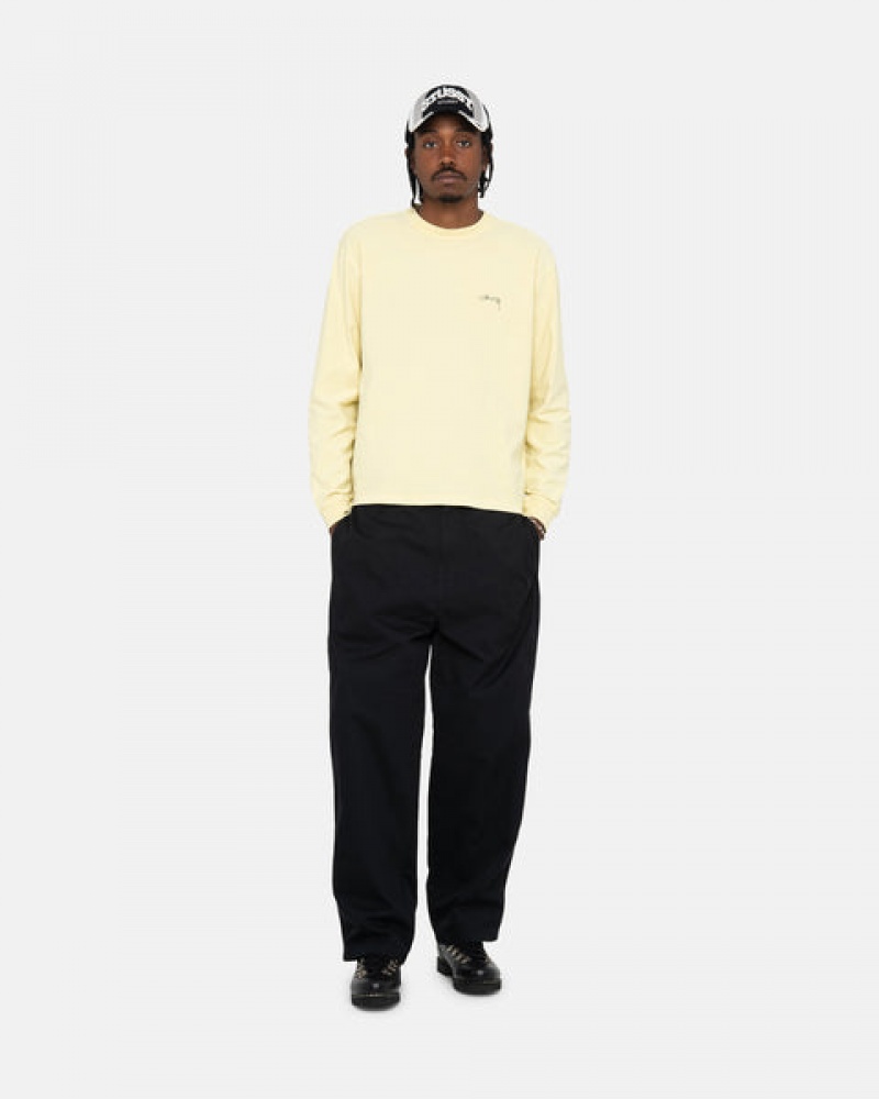 Men Stussy Lazy Ls Tee T Shirt Yellow Australia | JAX-6604