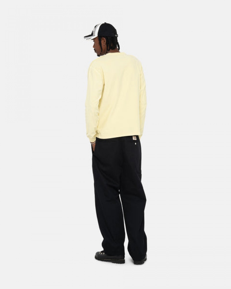 Men Stussy Lazy Ls Tee T Shirt Yellow Australia | JAX-6604