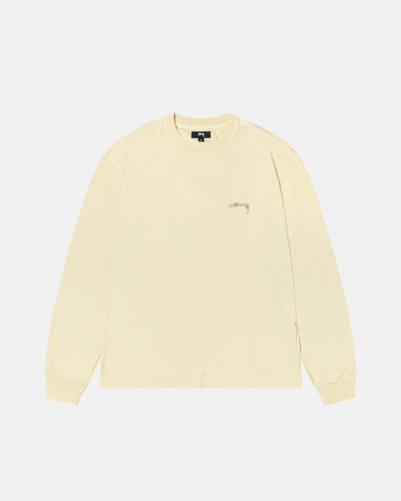 Men Stussy Lazy Ls Tee T Shirt Yellow Australia | JAX-6604