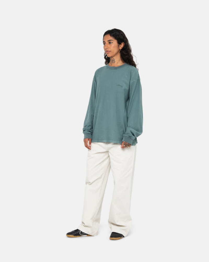 Men Stussy Lazy Ls Tee Tops Turquoise Australia | DPA-5856