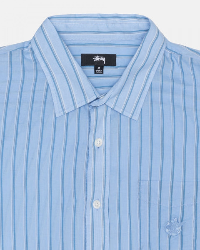 Men Stussy Light Weight Classic Shirts Blue Australia | ARI-0781