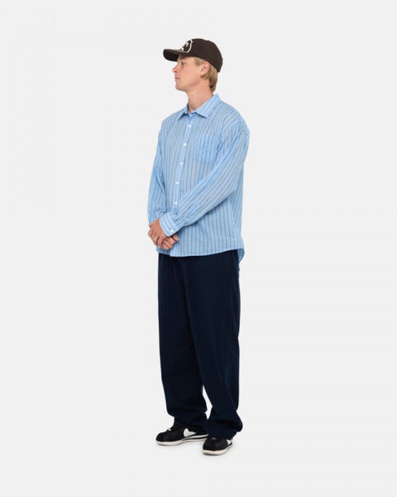 Men Stussy Light Weight Classic Shirts Blue Australia | ARI-0781