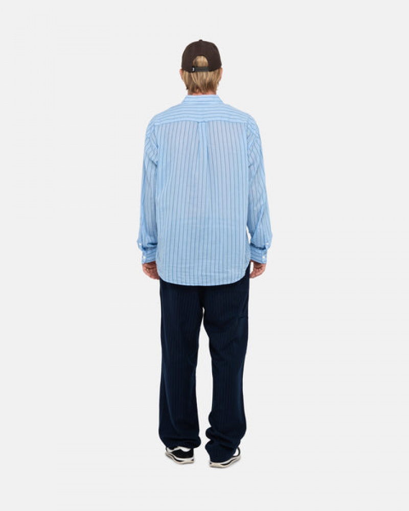 Men Stussy Light Weight Classic Shirts Blue Australia | ARI-0781