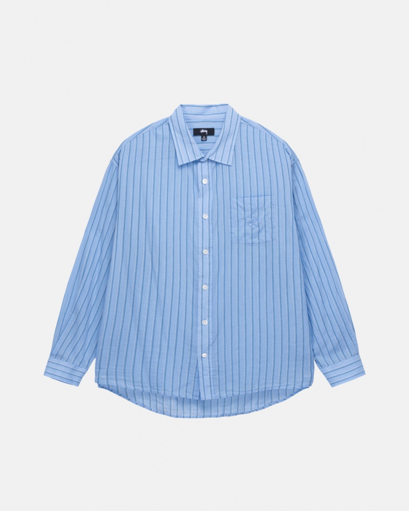 Men Stussy Light Weight Classic Shirts Blue Australia | ARI-0781