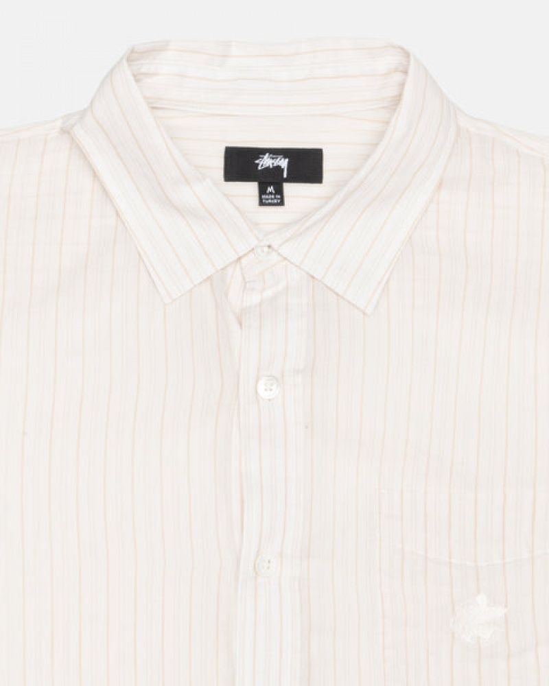 Men Stussy Light Weight Classic Shirts White Australia | UJX-7984