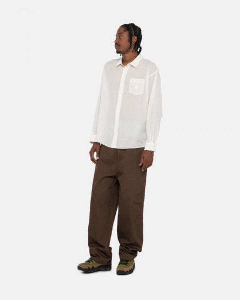 Men Stussy Light Weight Classic Shirts White Australia | UJX-7984