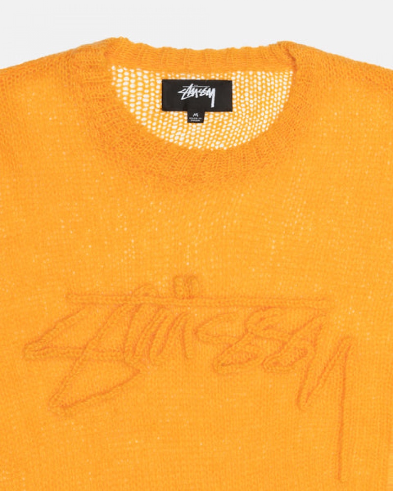 Men Stussy Loose Knit Sweaters Orange Australia | JOR-6510